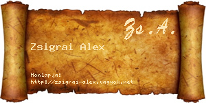 Zsigrai Alex névjegykártya